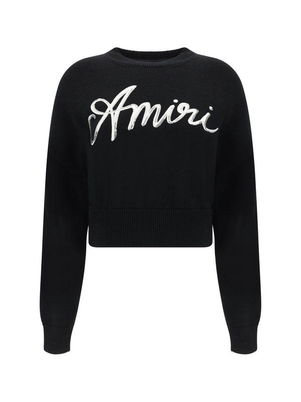 Rhinestone Logo Wool Knit