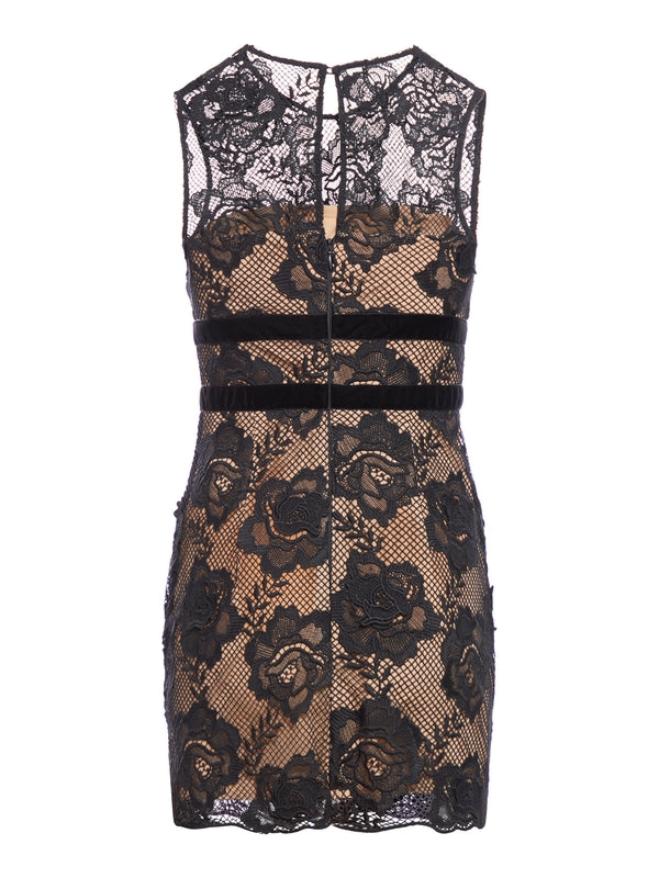 Black Lace Velvet Mini Dress