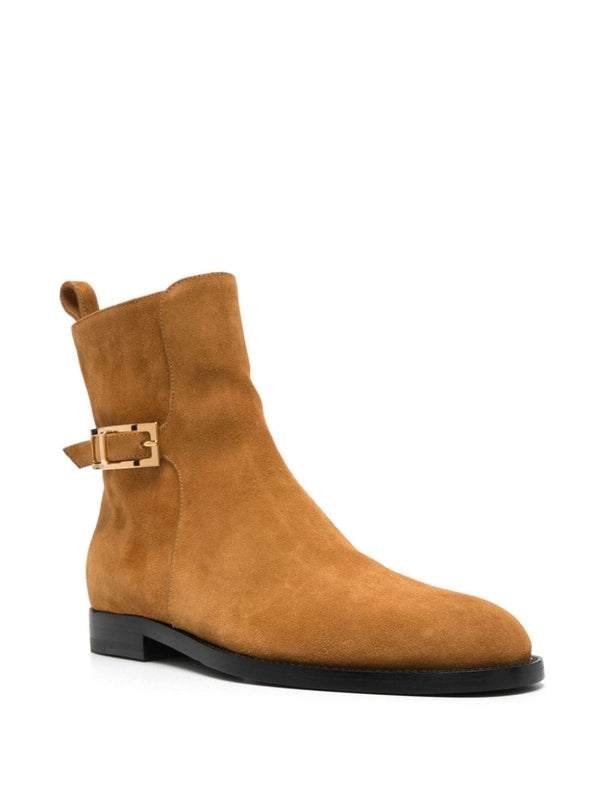 Buckle Detail Suede Ankle Boots