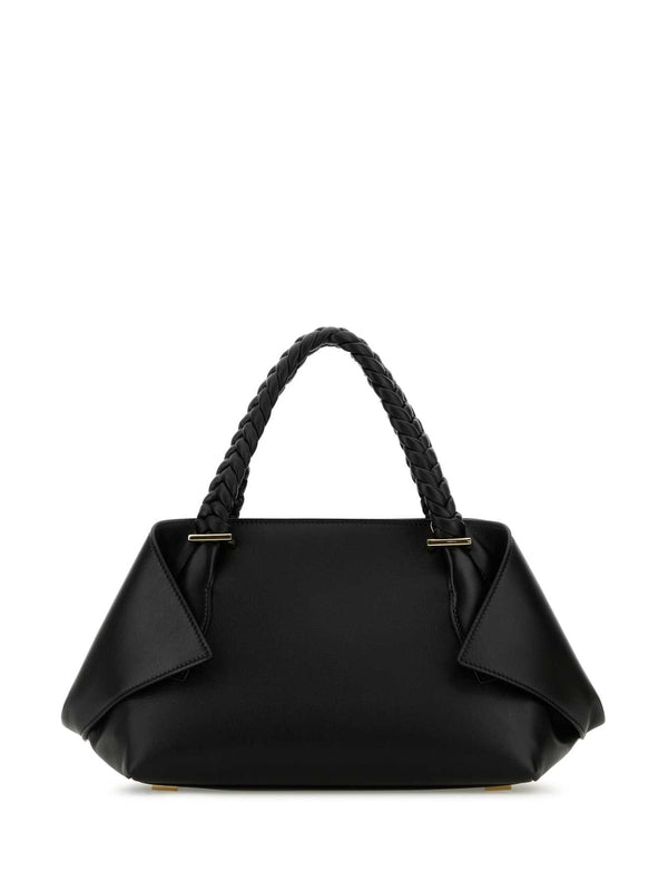 Braided Handle Leather Tote Bag