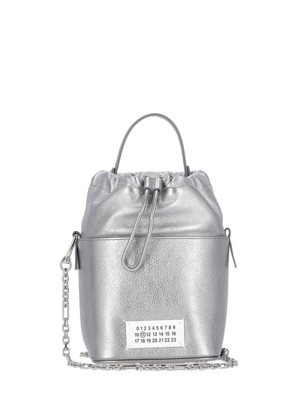 5ac Metallic Leather Small Bucket Bag