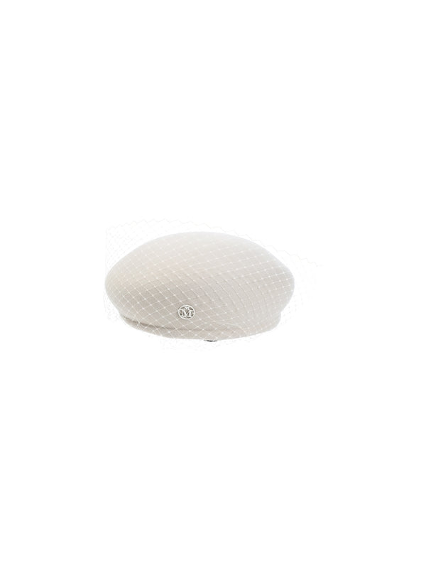 Logo Detail Fishnet Wool Beret