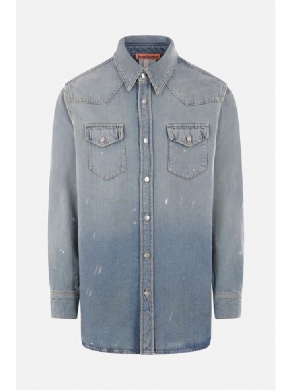 Vintage Effect Washing Denim Shirt