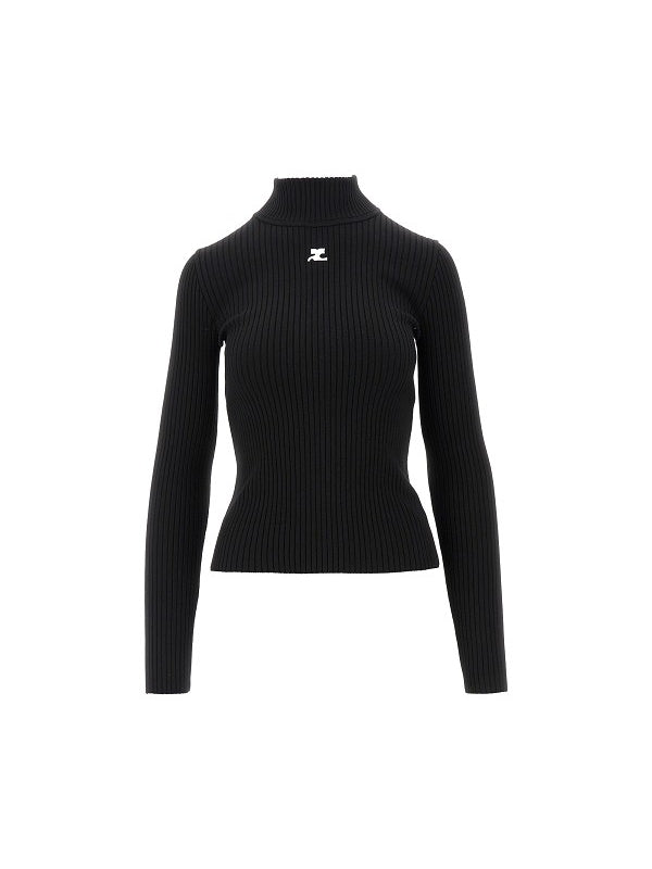 徽标贴片高领针织衫