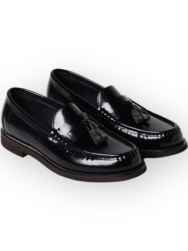 Monili Detail Leather Loafers