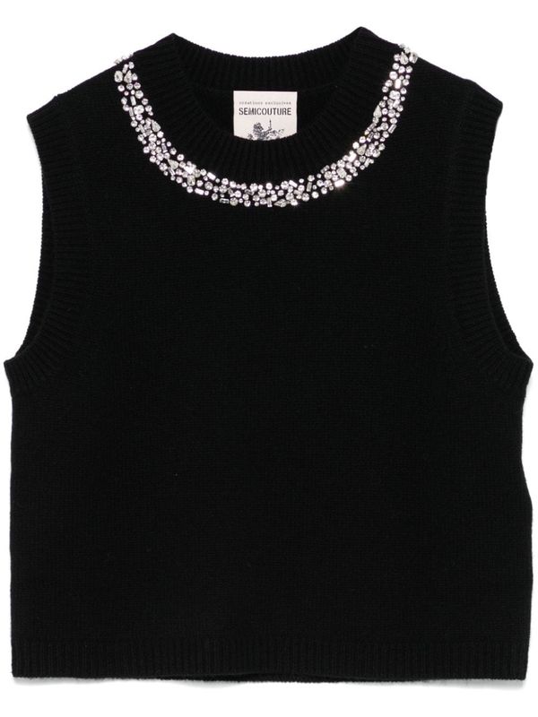 Jewel Embellished Wool Sleeveless
  Knit
