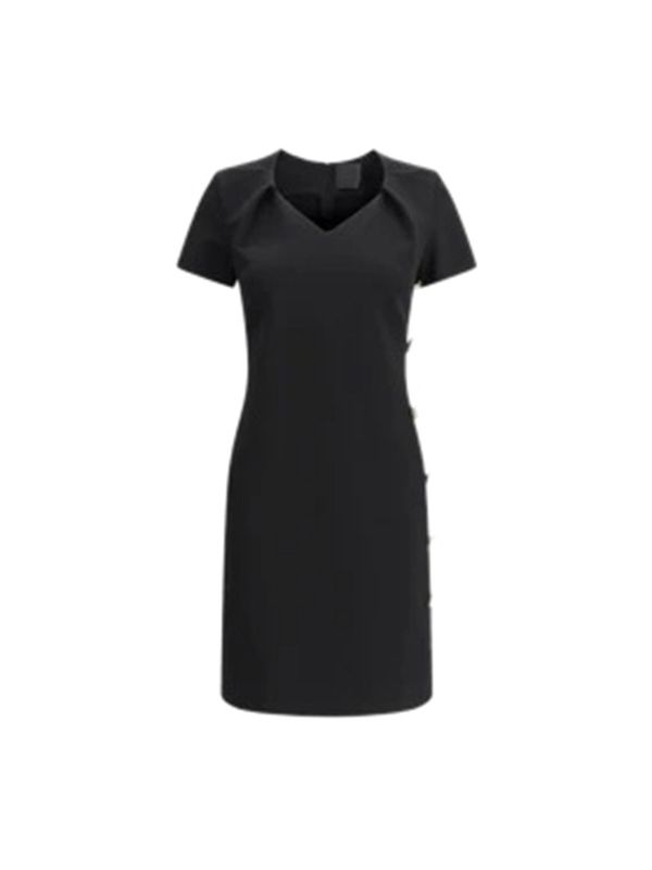 V-neck Side Button Mini Dress