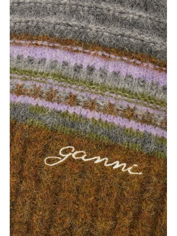 Stripe Alpaca Wool Blend Knit Vest