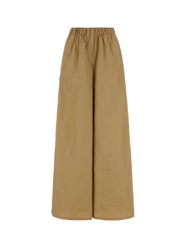 Beige Cotton Banded Pants