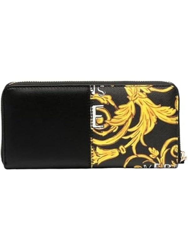 Baroque Pattern Patch Logo Long Wallet