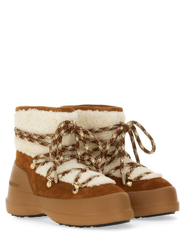 Luna Logo Shearling Lace-Up Boots