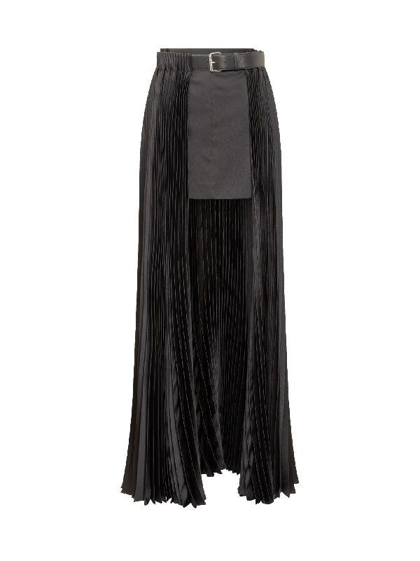 Mini-Long Layered Pleated Skirt