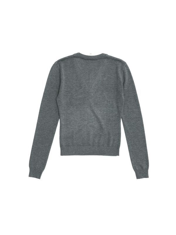 Logo Silk Cashmere V-Neck Top