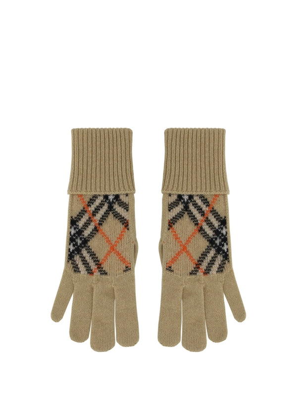 Check Pattern Cashmere Gloves