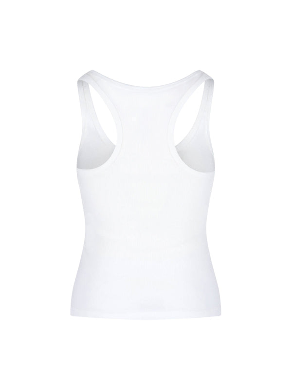 Asymmetric Button Rib Sleeveless Top