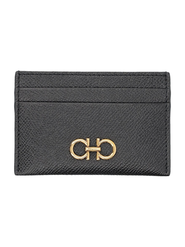 FERRAGAMO - Double Gancini Detail Leather
  Card Wallet - Jente