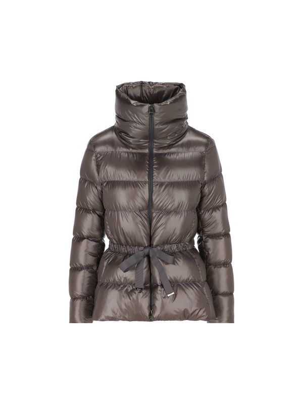 Brown High-neck Nylon Padded Jacket