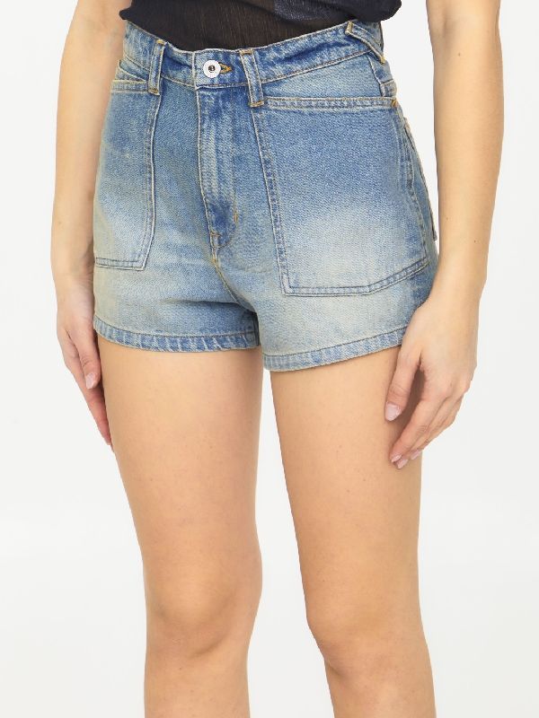 Back Logo Patch Denim Shorts