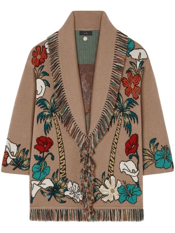 Flower Jacquard Cashmere Cardigan