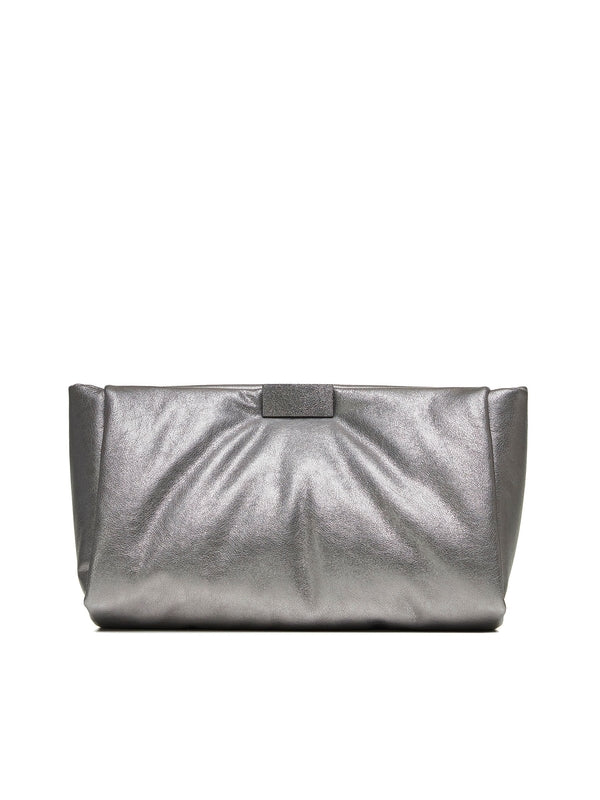 Silver Monili Embellished Clutch Bag