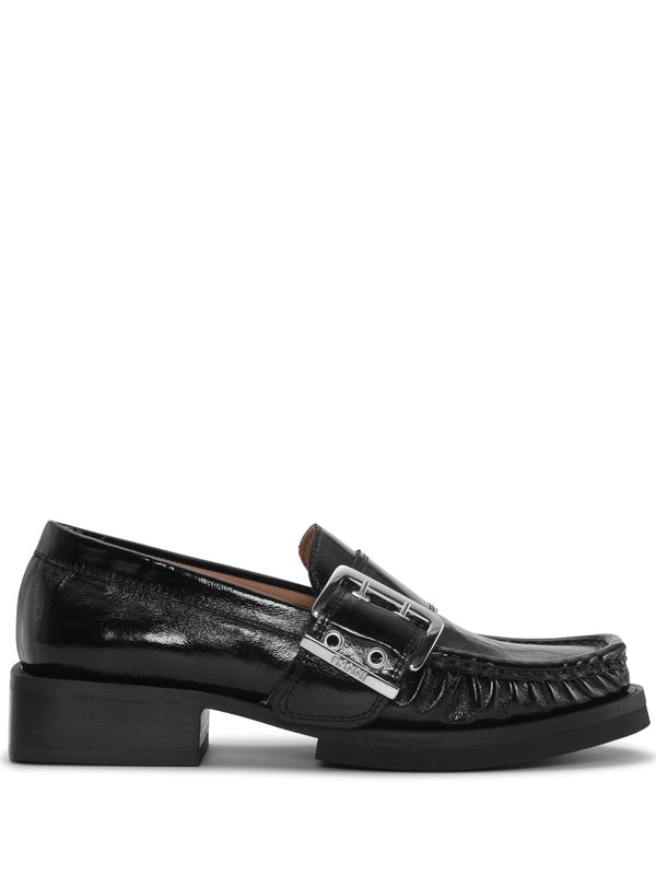 Black Buckle Decoration Loafers