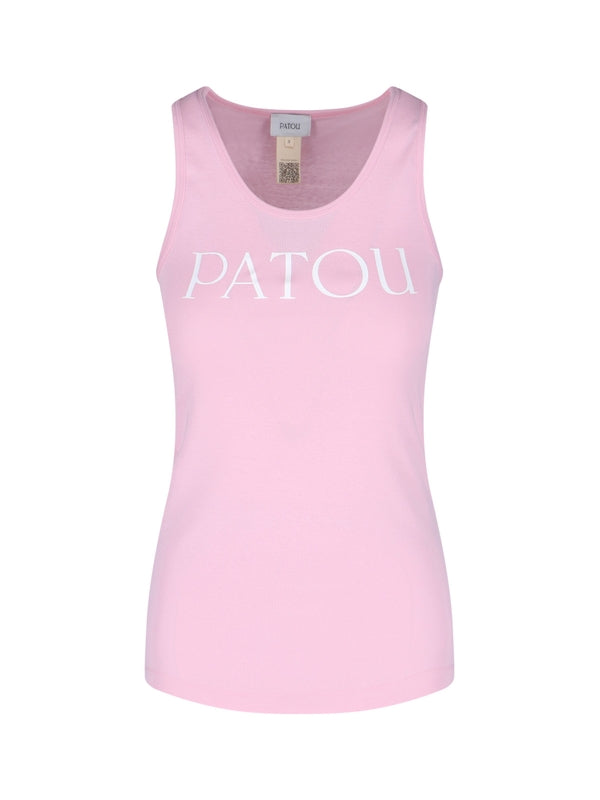Logo Detail Cotton Sleeveless Top