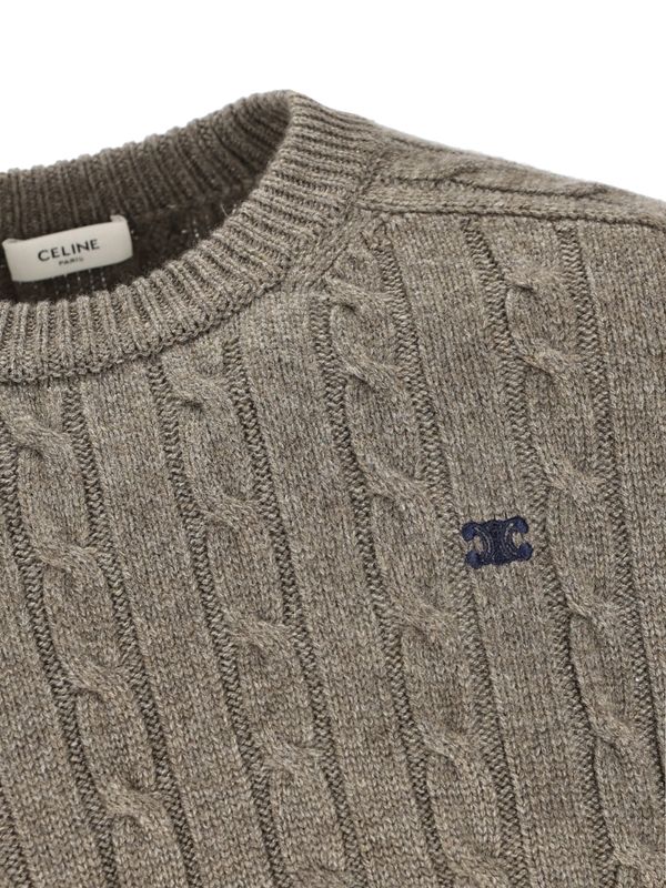 Triomphe Embroidery Cashmere Cable Knit