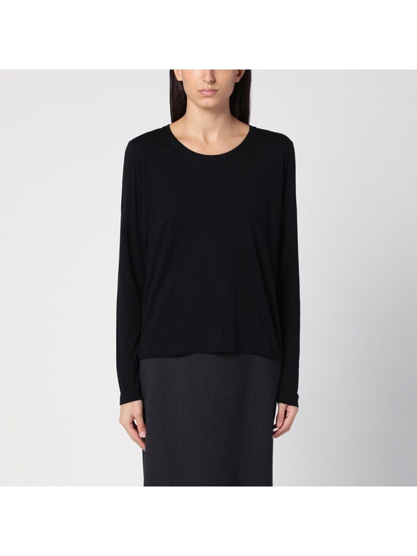 Wool Blend Crewneck Long-sleeve Top