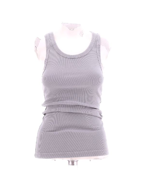 Gray Crew Neck Rib Tank Top