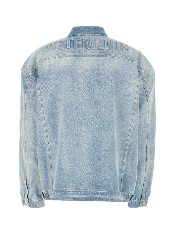 Back Logo Cotton Denim Trucker Jacket