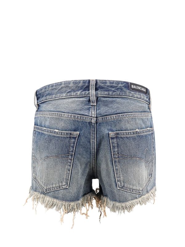 Back Logo Patch Frayed Denim
  Shorts