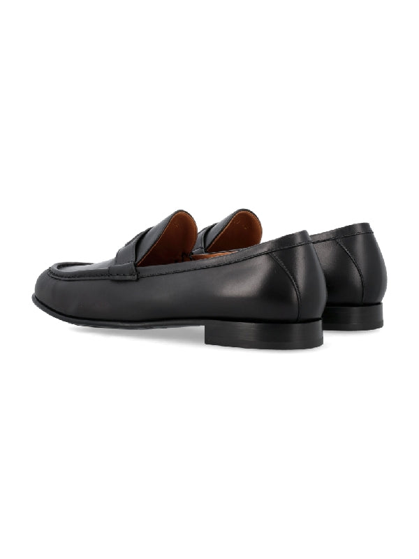 V Logo Leather Loafers