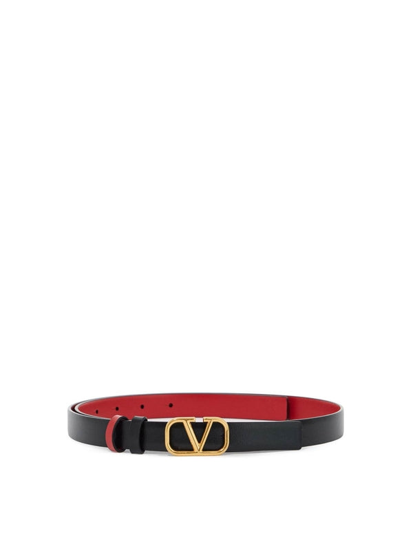 V Logo Reversible Leather Belt