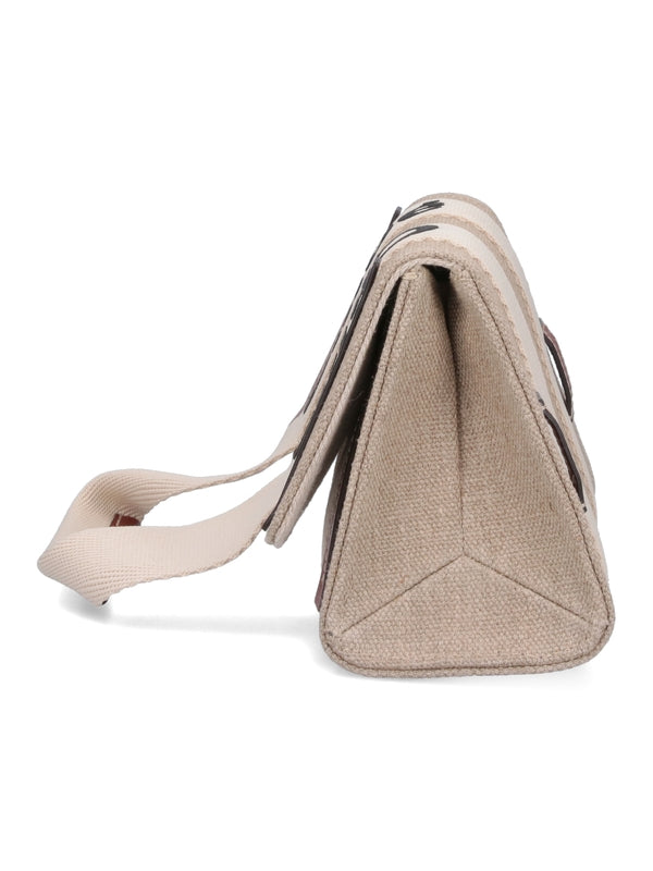 Woody Linen Flap Shoulder Bag