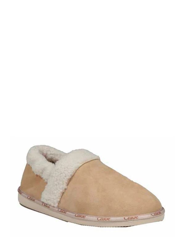 Logo Detail Shearling Sandals