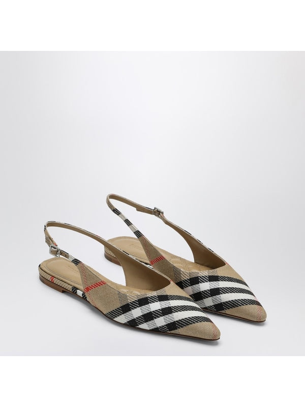 BIRDIE Check Ballerina Slingback Heels