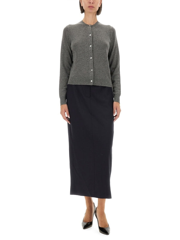 灰色羊绒圆领开衫