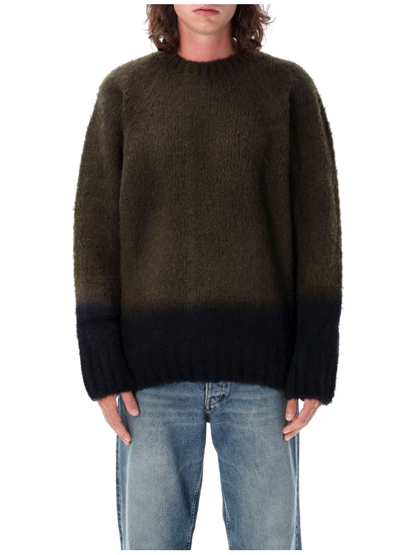 Two-Tone Crew Neck Wool Blend Knit