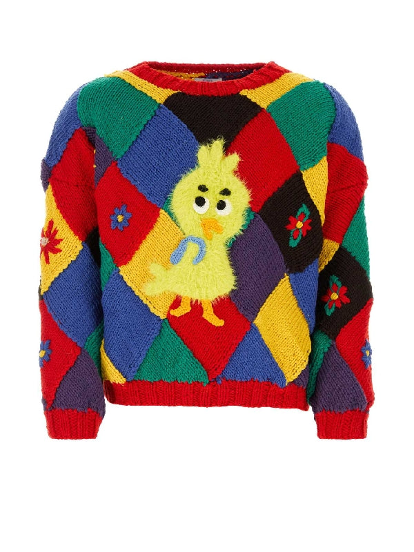 Patchwork Bird Appliqué Knit