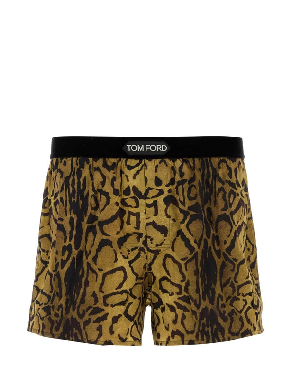 Leopard Pattern Logo Banding Boxer Briefs