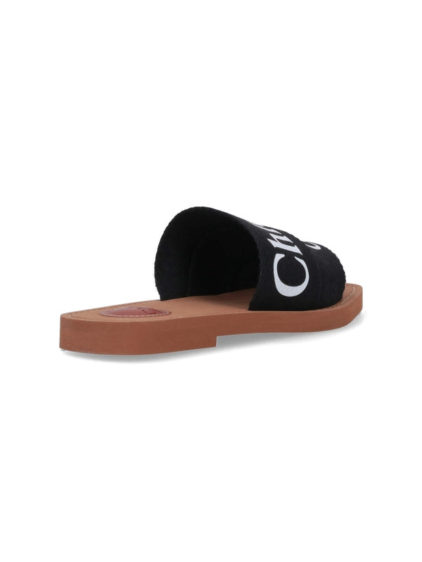 Woody Logo Strap Mule Sandals