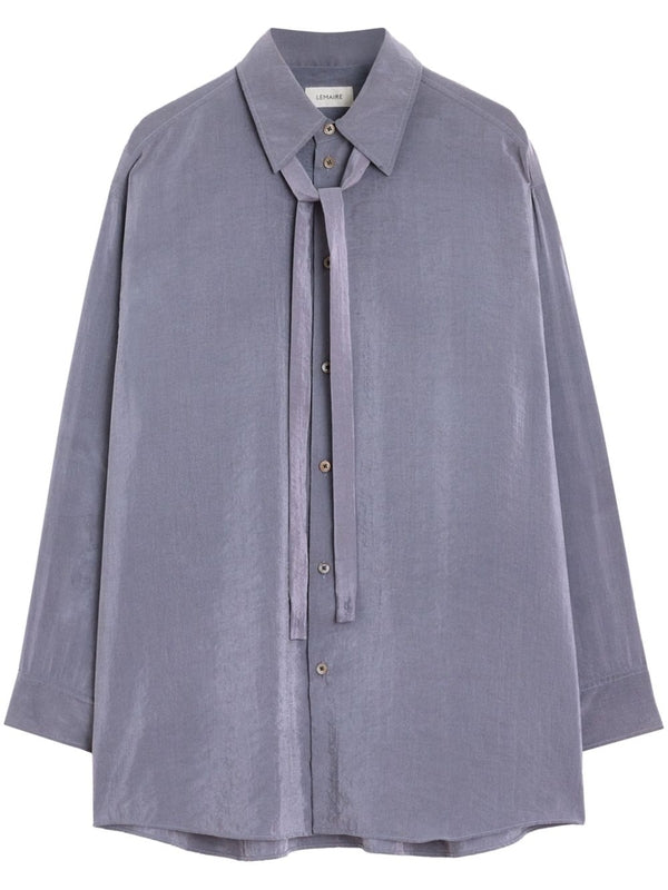 Tie Decor Silk Nylon Shirt