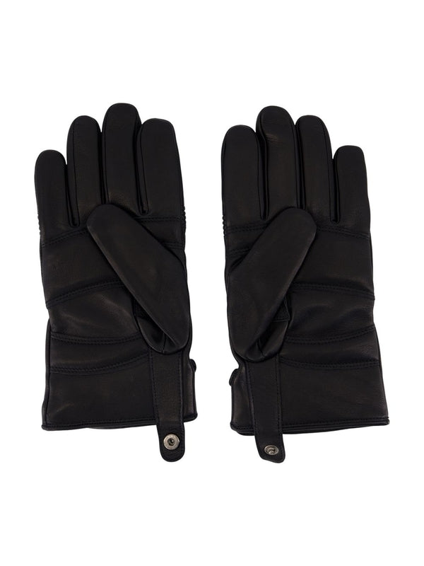 Mm6 Maison Margiela Black Leather Gloves