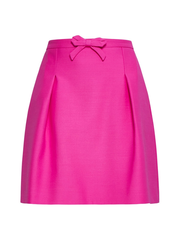 Bow Detail Wool Silk Mini
  Skirt