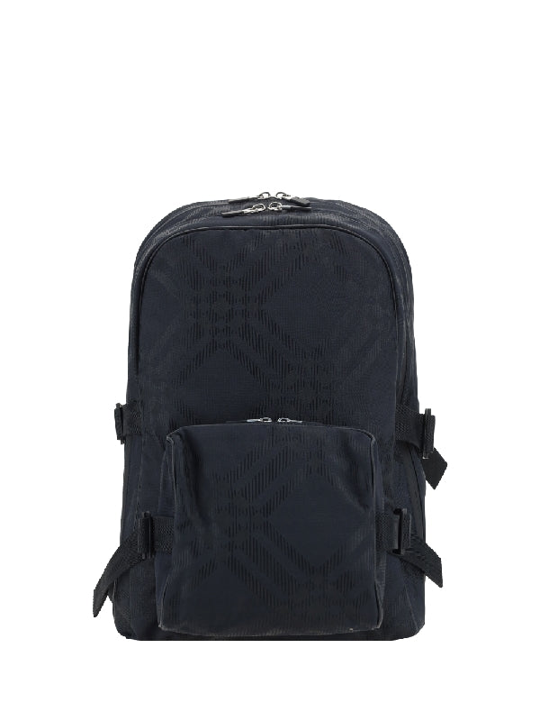 Check Jacquard Zipper Pocket Backpack