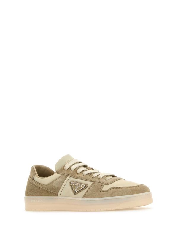 Triangle Logo Suede Low-Top Sneakers