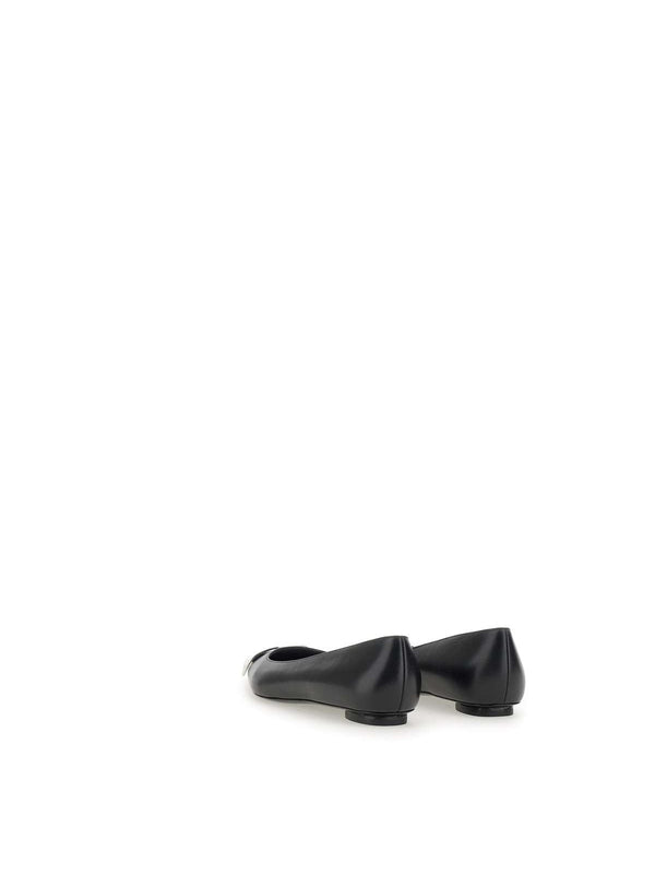 1DR Logo Decoration Leather Flat Shoes