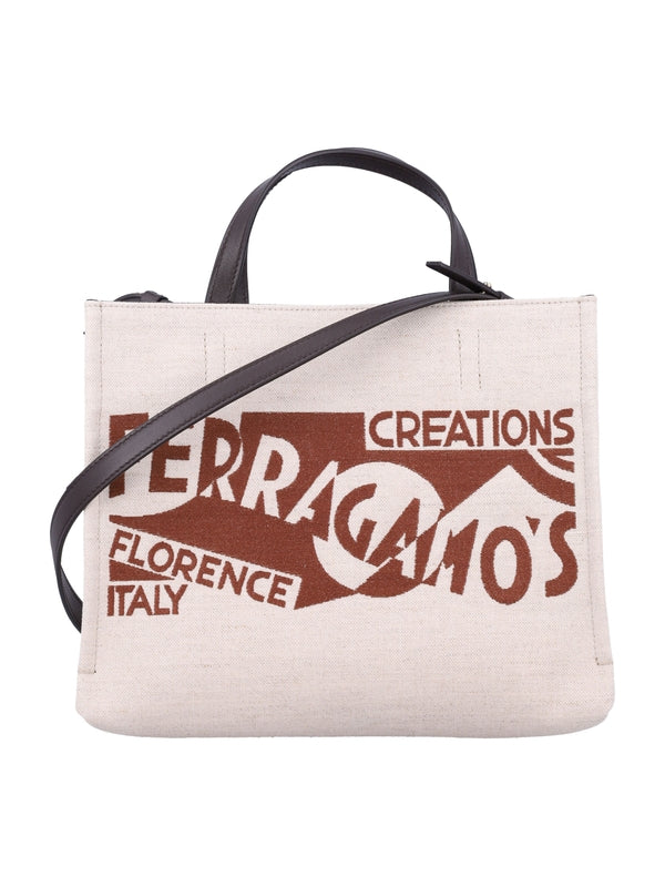 FERRAGAMO - Logo Fabric Tote Bag - Jente