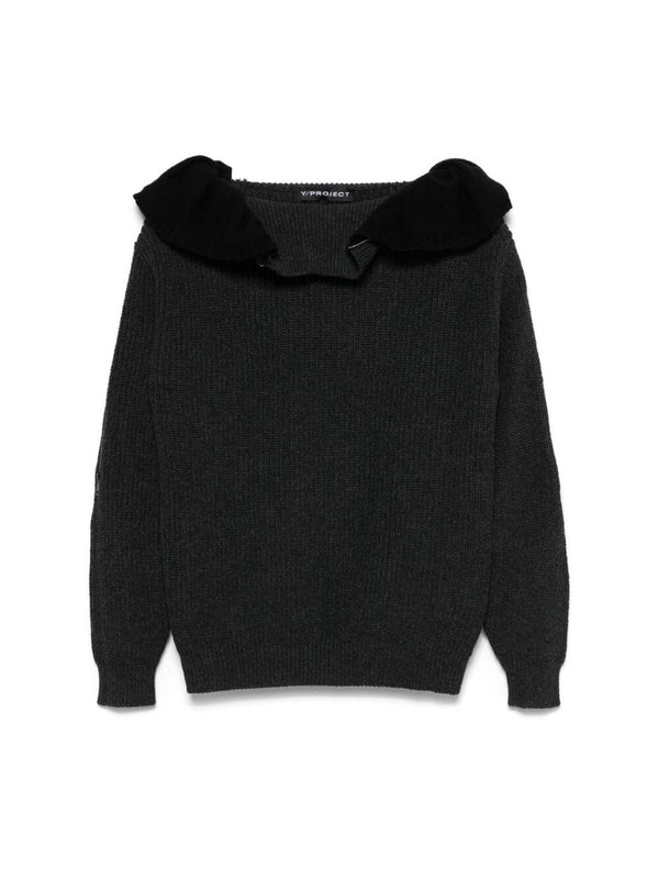 Zipper Detail Knit Hoodie