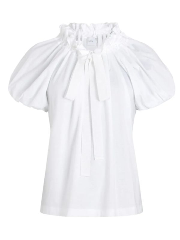 Drawstring Off-Shoulder Cotton Short-Sleeved Blouse
